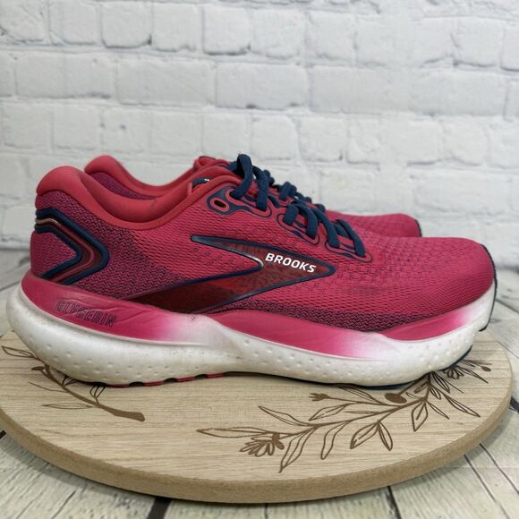 Brooks Glycerin 21 Sneakers Women Size 9.5 Pink Raspberry Estate Blue Run Shoes - Picture 1 of 11